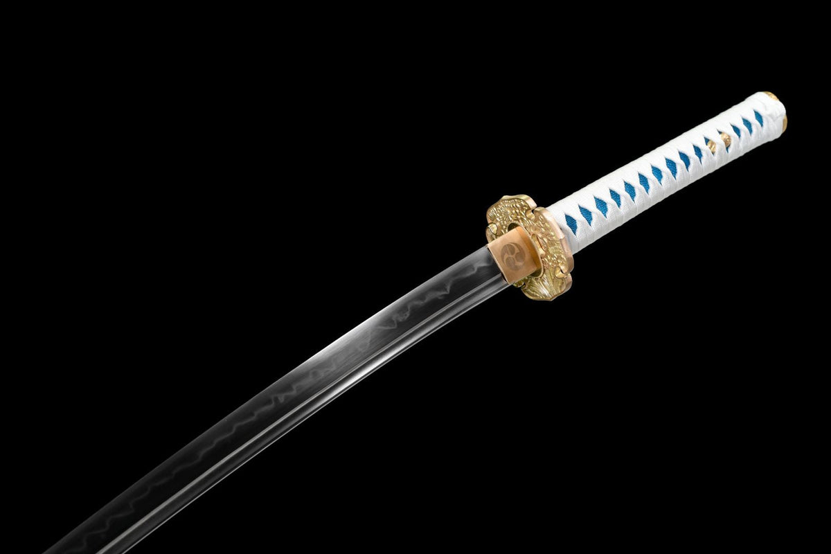 Katana Kurao 淤加 – T10 Steel with Bo-hi, Blue Dragon Saya – view 12