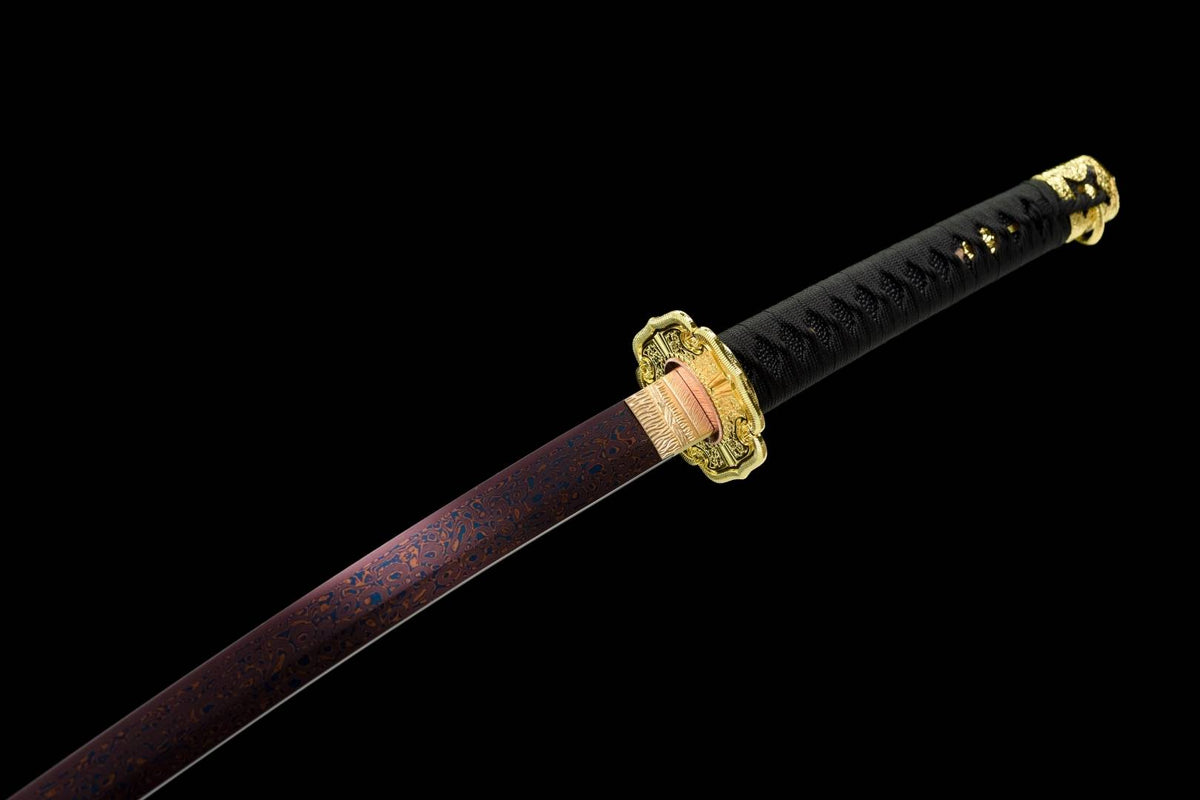 Owari Katana 尾張国 – Purple Damascus Steel, Copper Tsuba – view 13