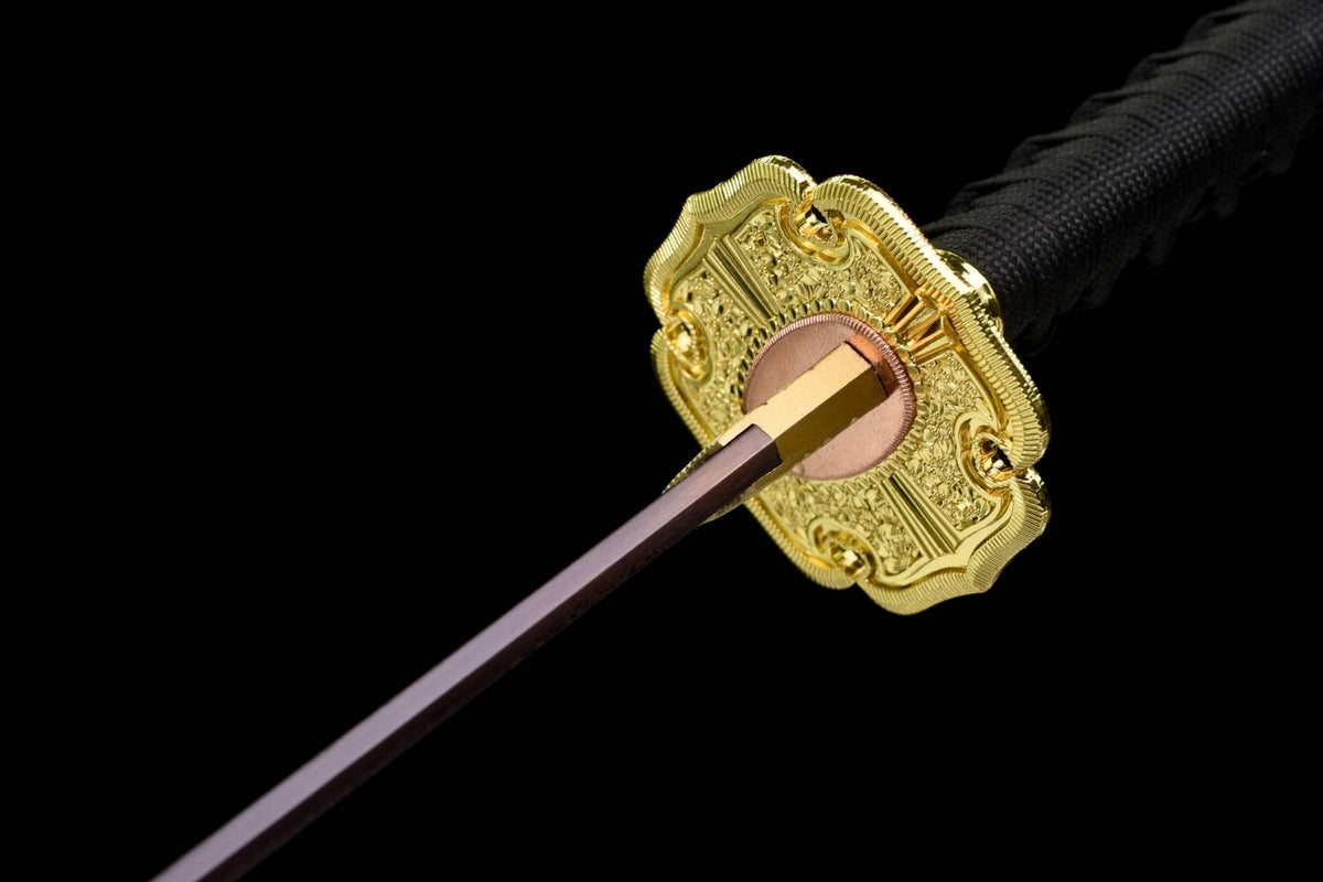 Owari Katana 尾張国 – Purple Damascus Steel, Copper Tsuba – view 14