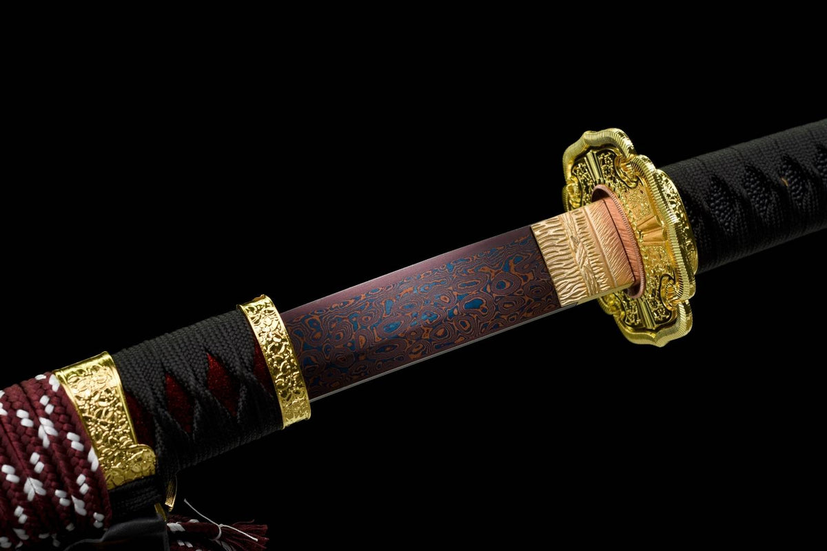 Owari Katana 尾張国 – Purple Damascus Steel, Copper Tsuba – view 16