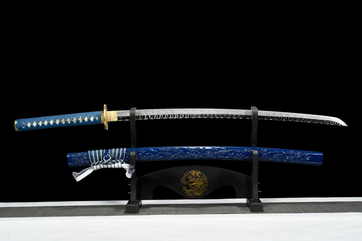 Katana Umi 海 – T10 Steel, Blue Dragon Saya – view 1