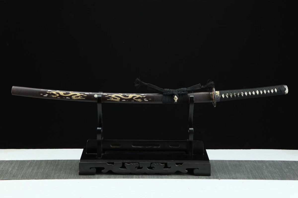 Katana Igen 威厳 – Hand-forged Damascus, Copper and Brass Saya – view 1
