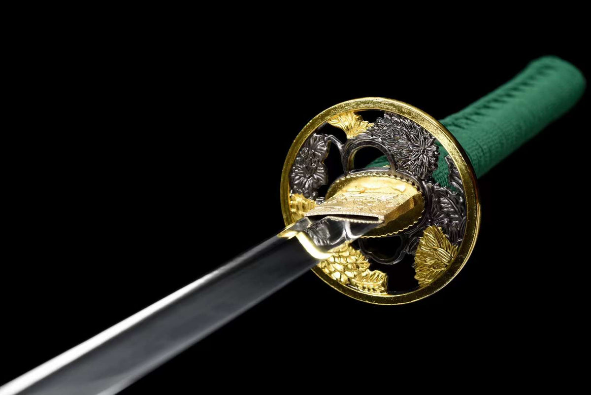 Suigyoku 翠玉 Katana – Spring Steel, Green Saya – view 6