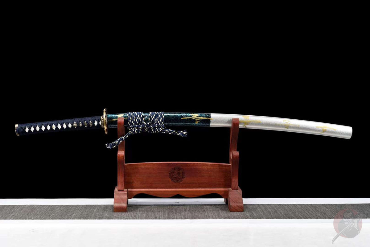 Arashi 嵐 Katana – Red Damascus Steel with Bo-hi – view 2