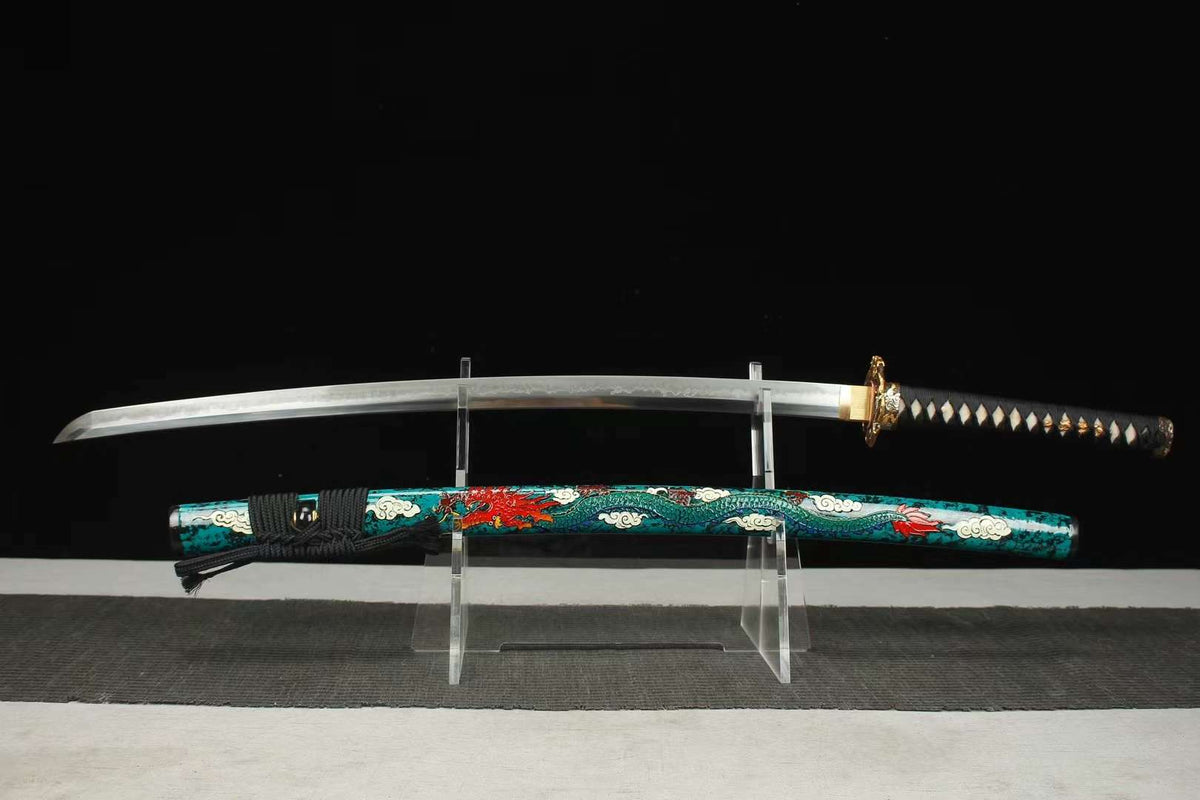 Ryuza 竜座 Katana – T10 Steel, Sanbon Sugi, Dragon Saya – view 1