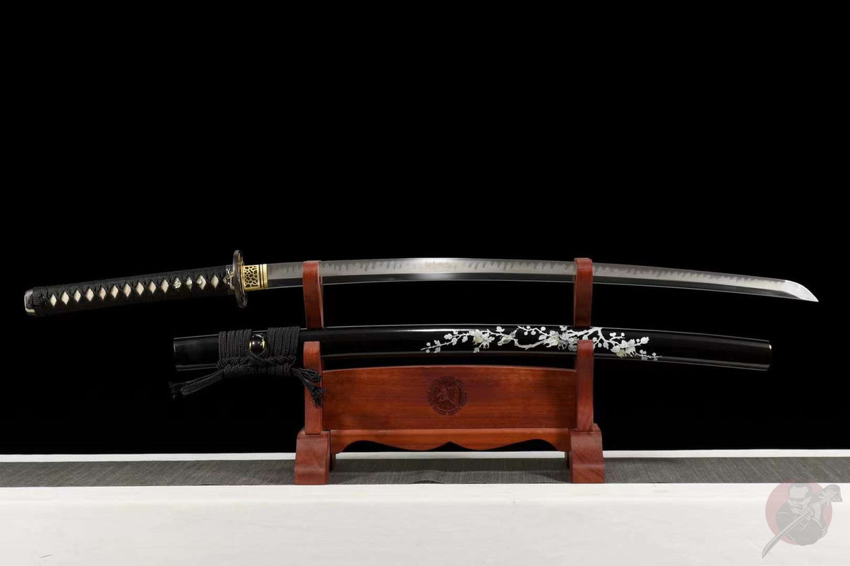 Katana Tori 鳥 – T10 Steel, Black Saya, Floral Copper Tsuba – view 2