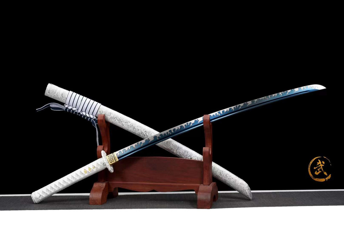 Koori Katana 氷 – Blue Manganese Steel Blade, Ebony Saya – view 4