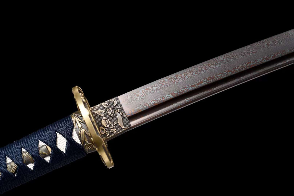 Arashi 嵐 Katana – Red Damascus Steel with Bo-hi – view 4