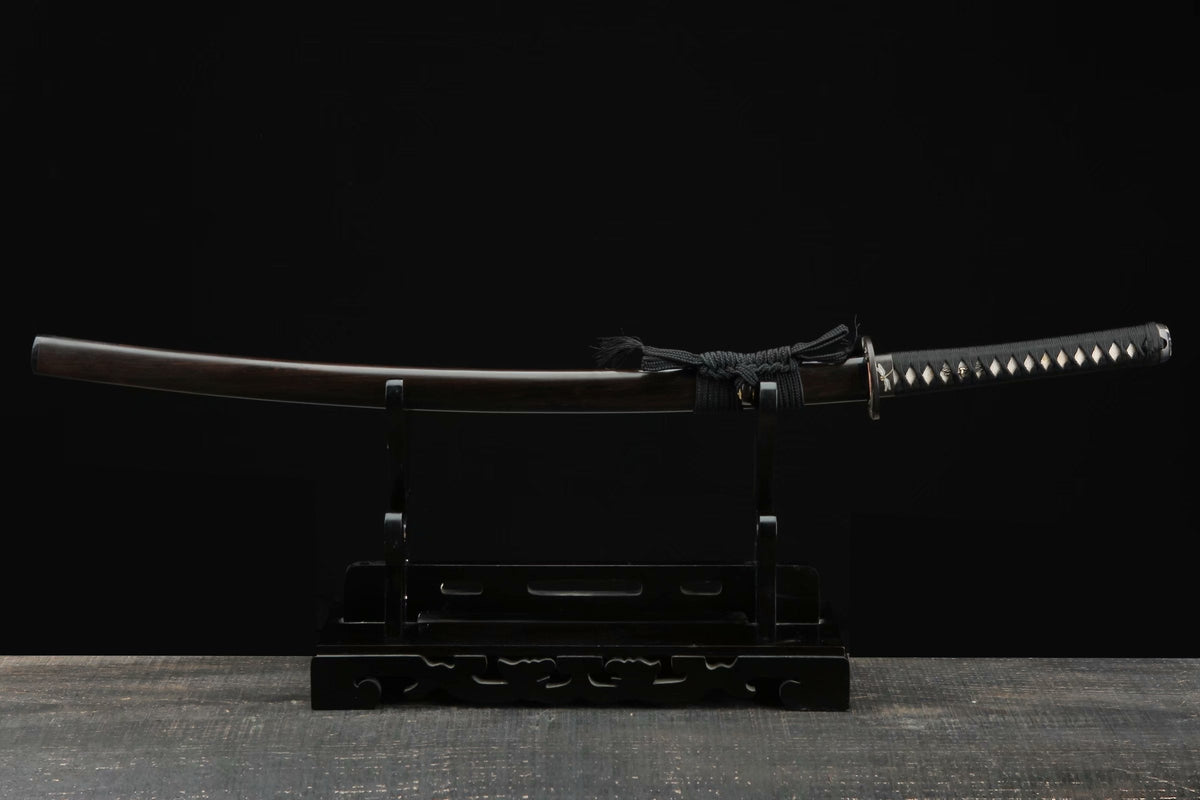 Tonbo Katana トンボ – Damascus Steel, Ebony Saya – view 2