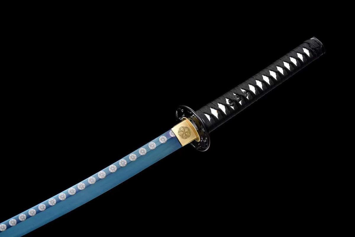 Rei Katana 霊 – Blue Manganese Steel Blade, Ebony Saya – view 7