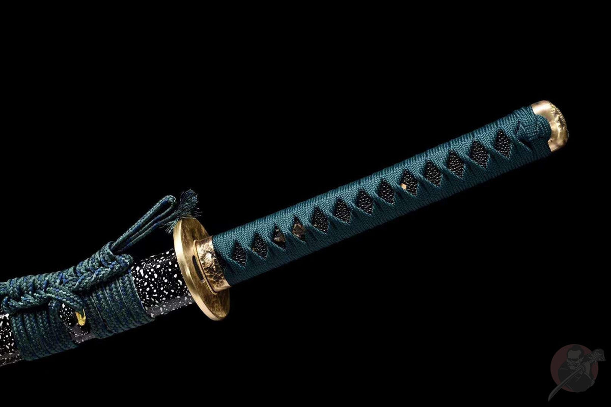 Tame 亀 Katana — Hand-Hammered T10 Blade, Green Saya – view 9