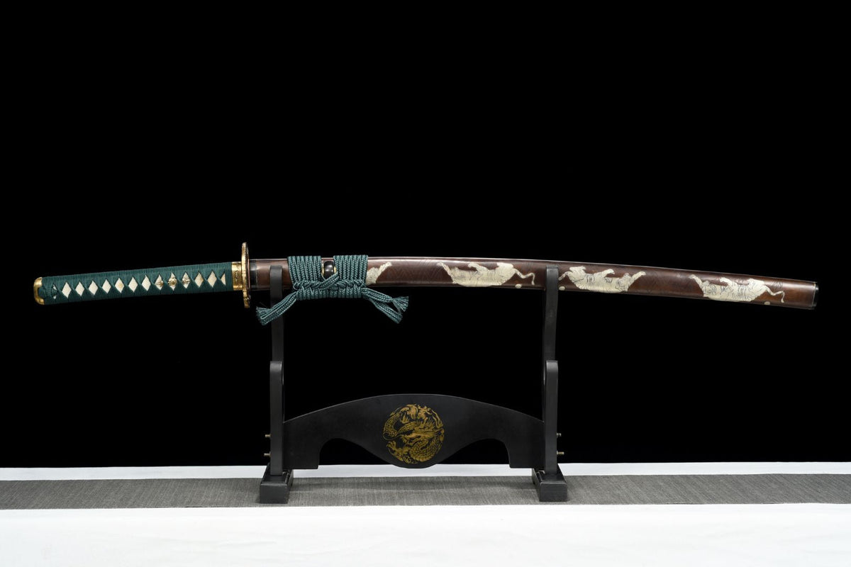 Tora 虎 Katana — T10 Steel, Flame Hamon, Tiger Tsuba – view 3