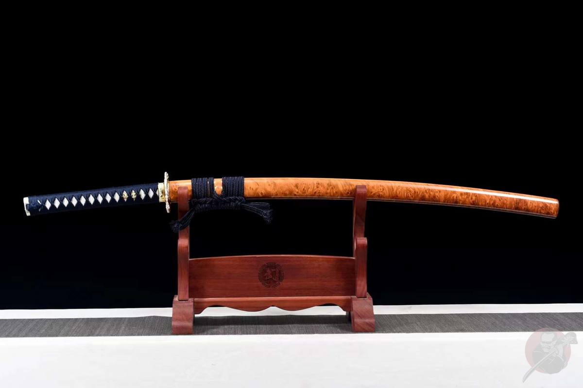 Kasei 火星 Katana – Damascus Steel, Ebony Saya, Zinc Alloy Tsuba – view 2
