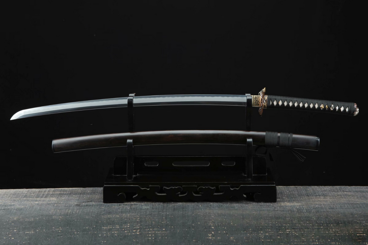 Numachi 沼地 Katana — Damascus Steel, Ebony Saya – view 1