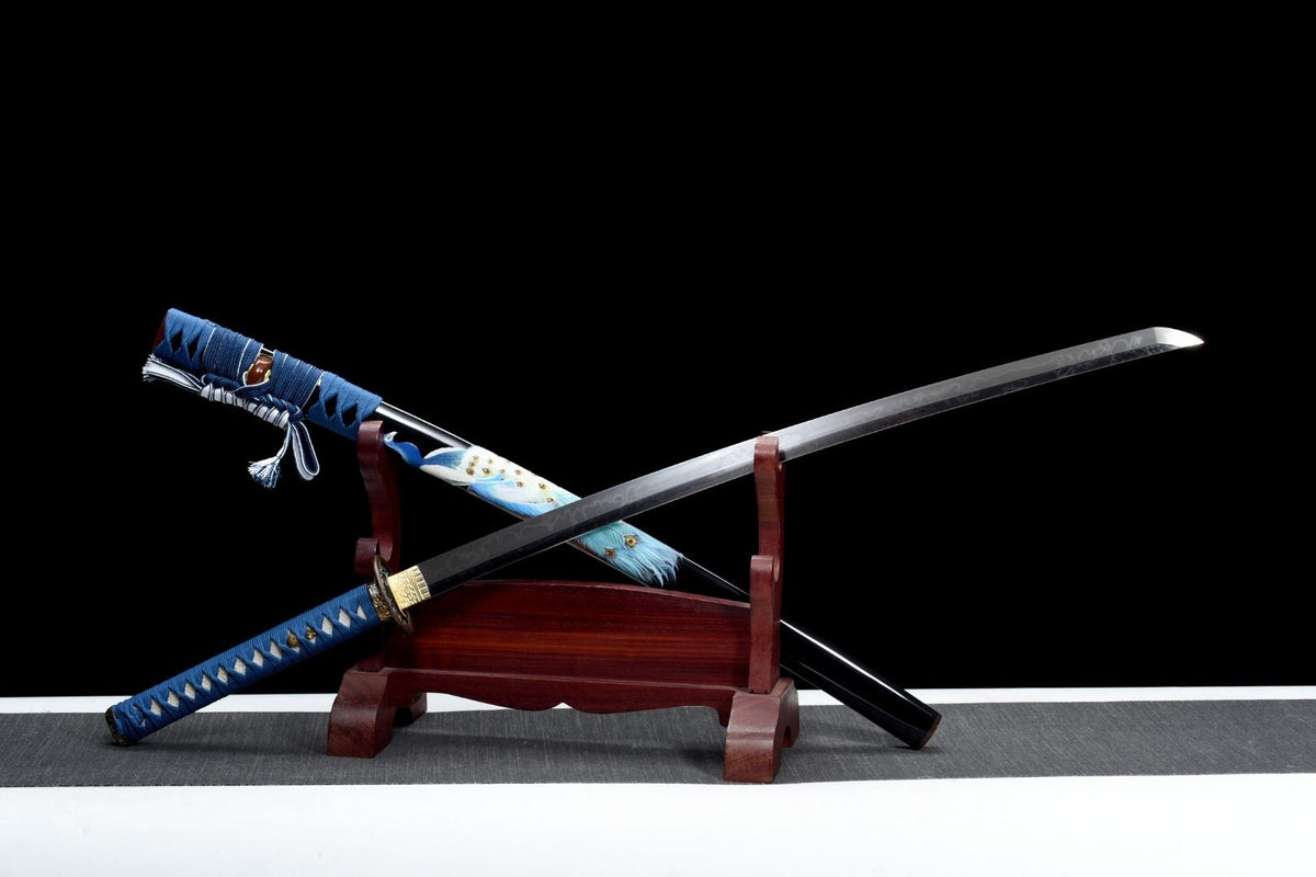 Kujaku 孔雀 Katana – T10 Steel, Clove Hamon, Peacock Saya – view 1