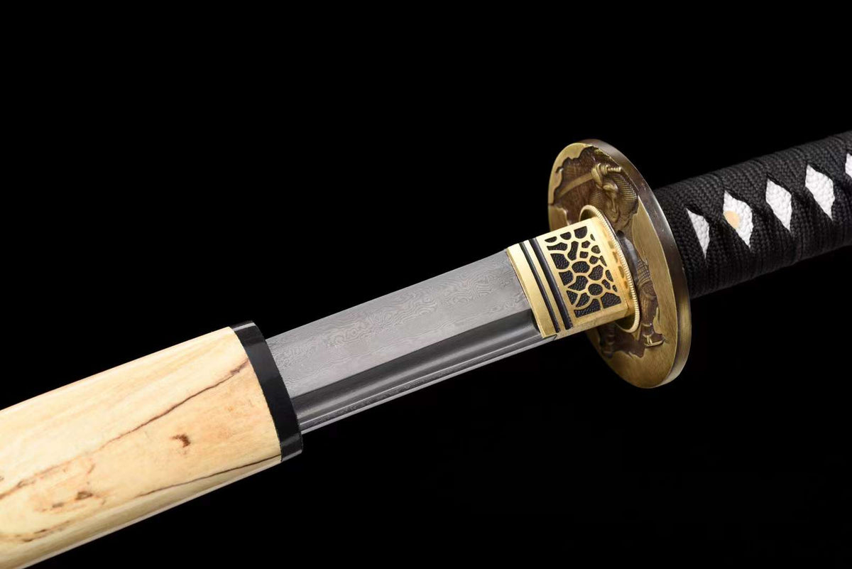 Katana Ten 天 – Damascus Steel with Bo-hi – view 4