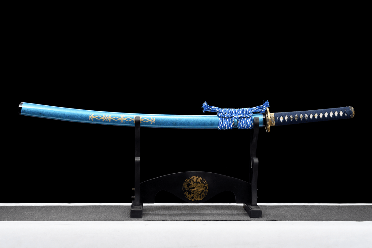 Yonaguni 与那国 Katana — T10 Steel, Light Blue Saya – view 5