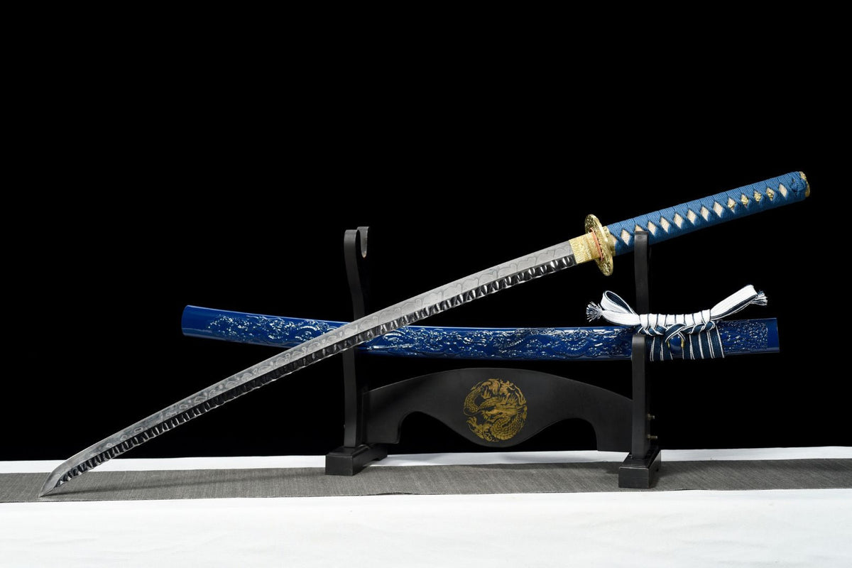 Katana Umi 海 – T10 Steel, Blue Dragon Saya – view 3