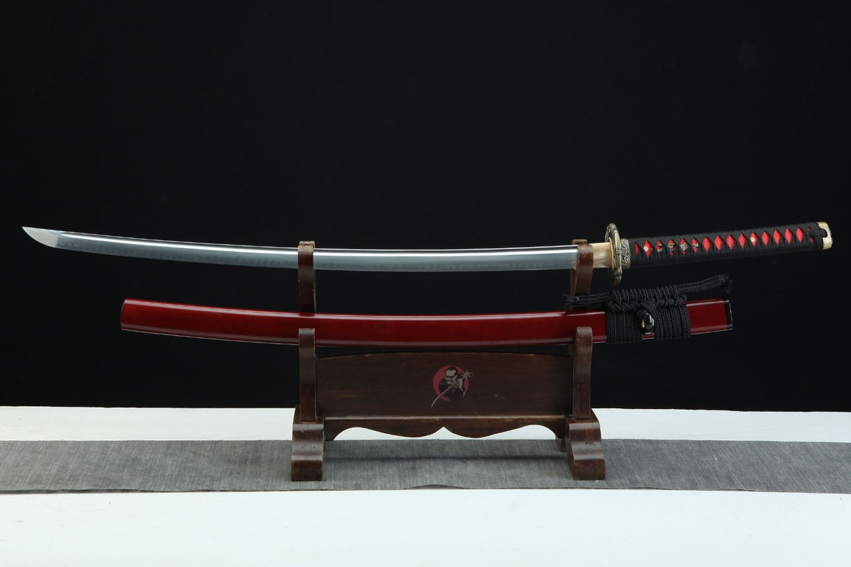 Aka 赤 Katana – T10 Steel, Red Ebony Saya – view 1