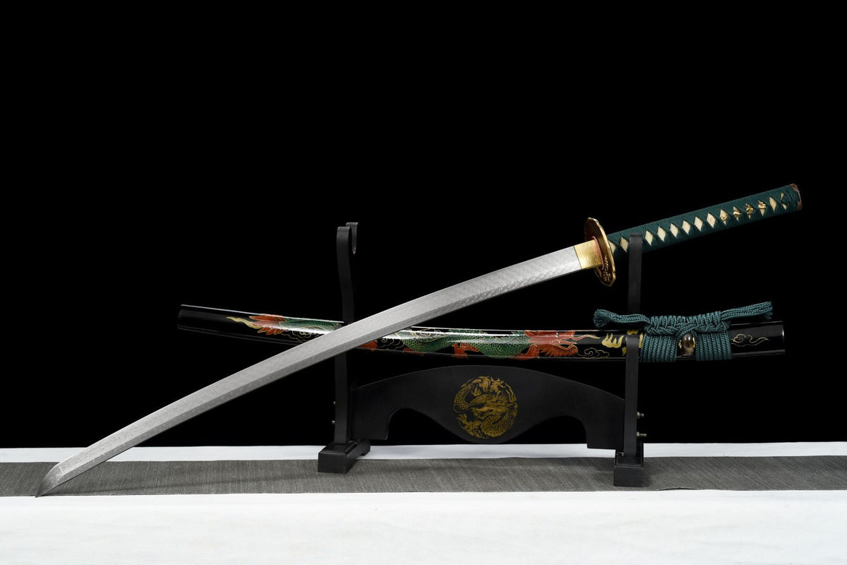 Ozayaka 鮮やか Katana – Damascus Steel, Dragon Saya – view 3