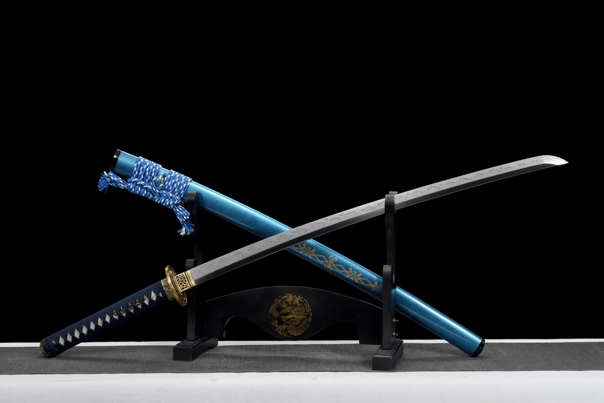 Yonaguni 与那国 Katana — T10 Steel, Light Blue Saya – view 3
