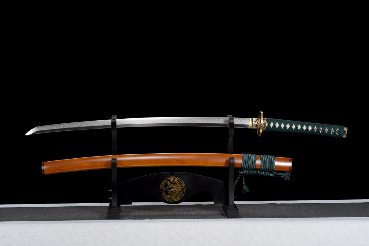 Orochi 大蛇 Katana – T10 Steel, Flame Hamon, Ebony Saya – view 5