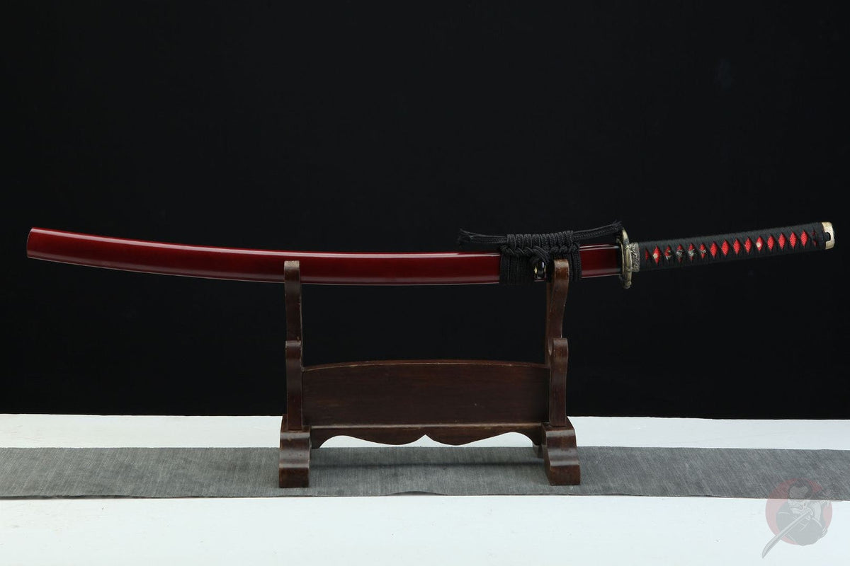 Aka 赤 Katana – T10 Steel, Red Ebony Saya – view 2
