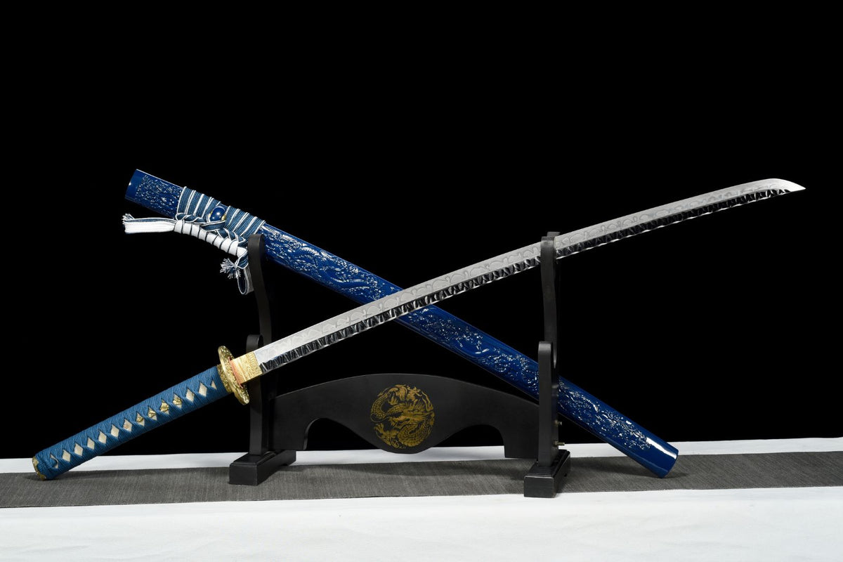 Katana Umi 海 – T10 Steel, Blue Dragon Saya – view 4