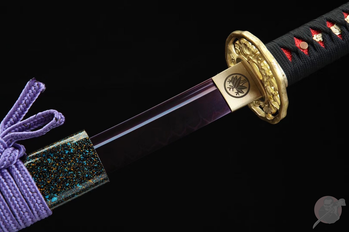 Suhama Giri 家紋 Katana – 1095 Steel, Purple Blade – view 6