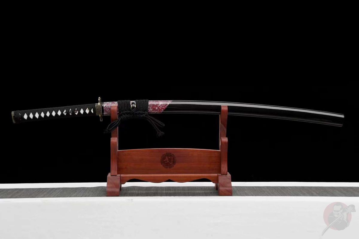 Shokubutsu 植物 Katana – Damascus Steel, Ebony Saya – view 2