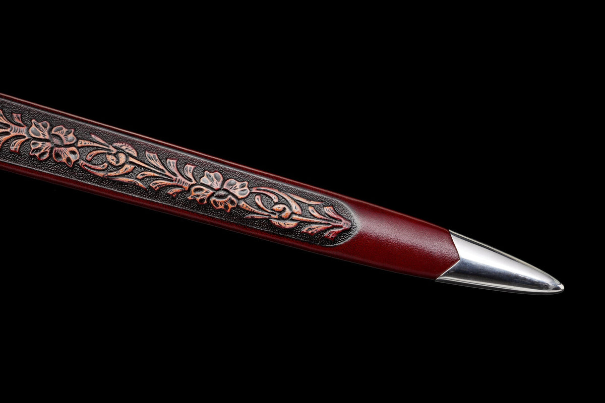 Crimson Lion Longsword — Damascus Steel, Crimson Scabbard – view 7