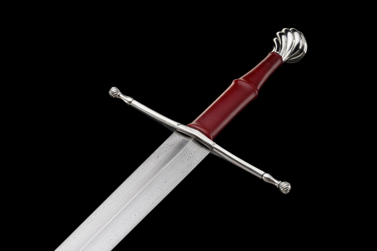 Crimson Lion Longsword — Damascus Steel, Crimson Scabbard – view 16