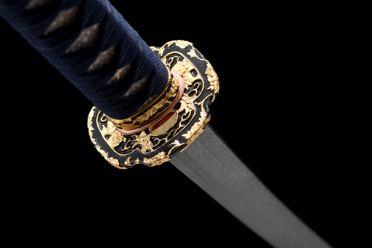 Hinode 日の出 Katana, Damascus Steel, Red Saya – view 7
