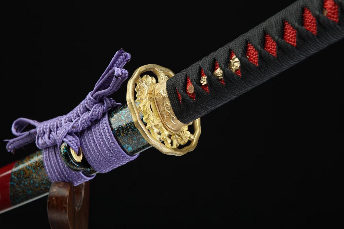 Suhama Giri 家紋 Katana – 1095 Steel, Purple Blade – view 7
