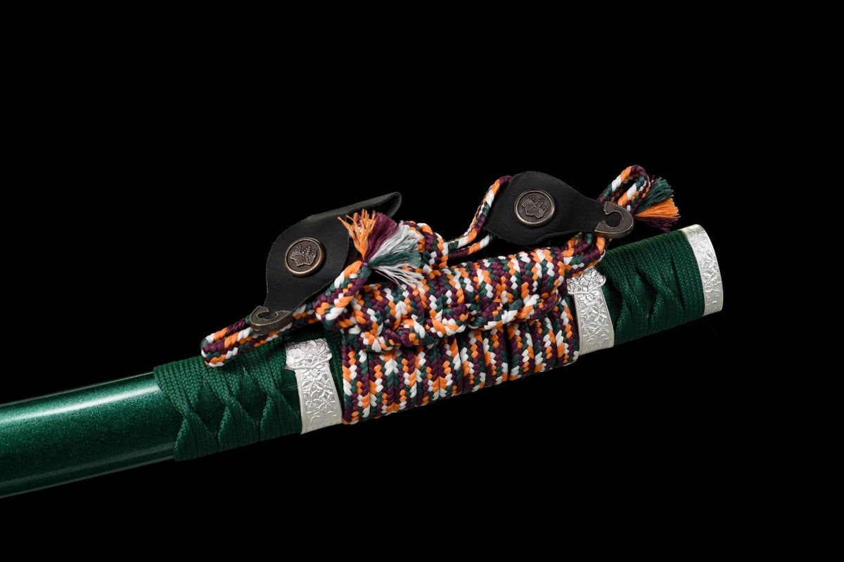 Oda Katana 織田 – T10 Steel, Green Saya with Oda Clan Crest – view 7