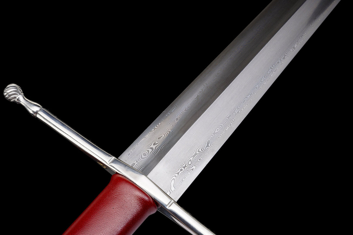 Crimson Lion Longsword — Damascus Steel, Crimson Scabbard – view 11