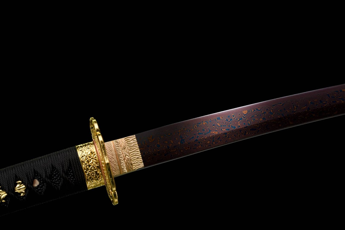 Owari Katana 尾張国 – Purple Damascus Steel, Copper Tsuba – view 9