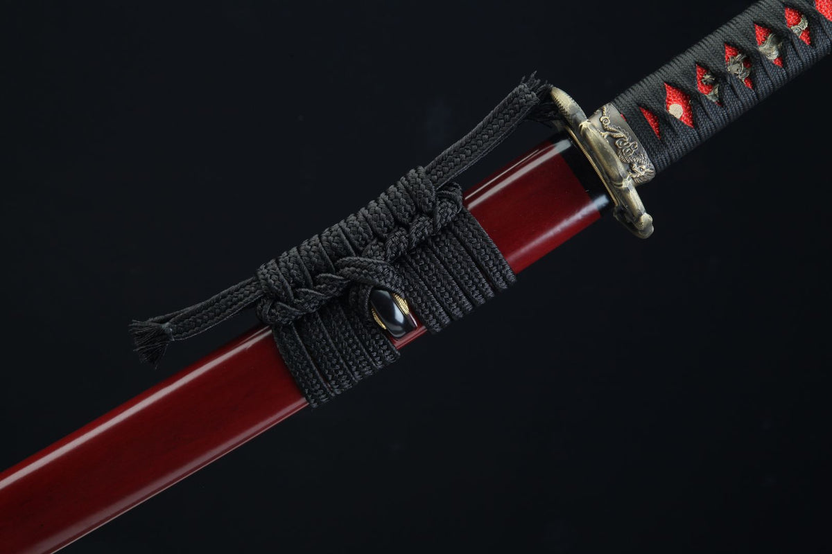 Aka 赤 Katana – T10 Steel, Red Ebony Saya – view 10
