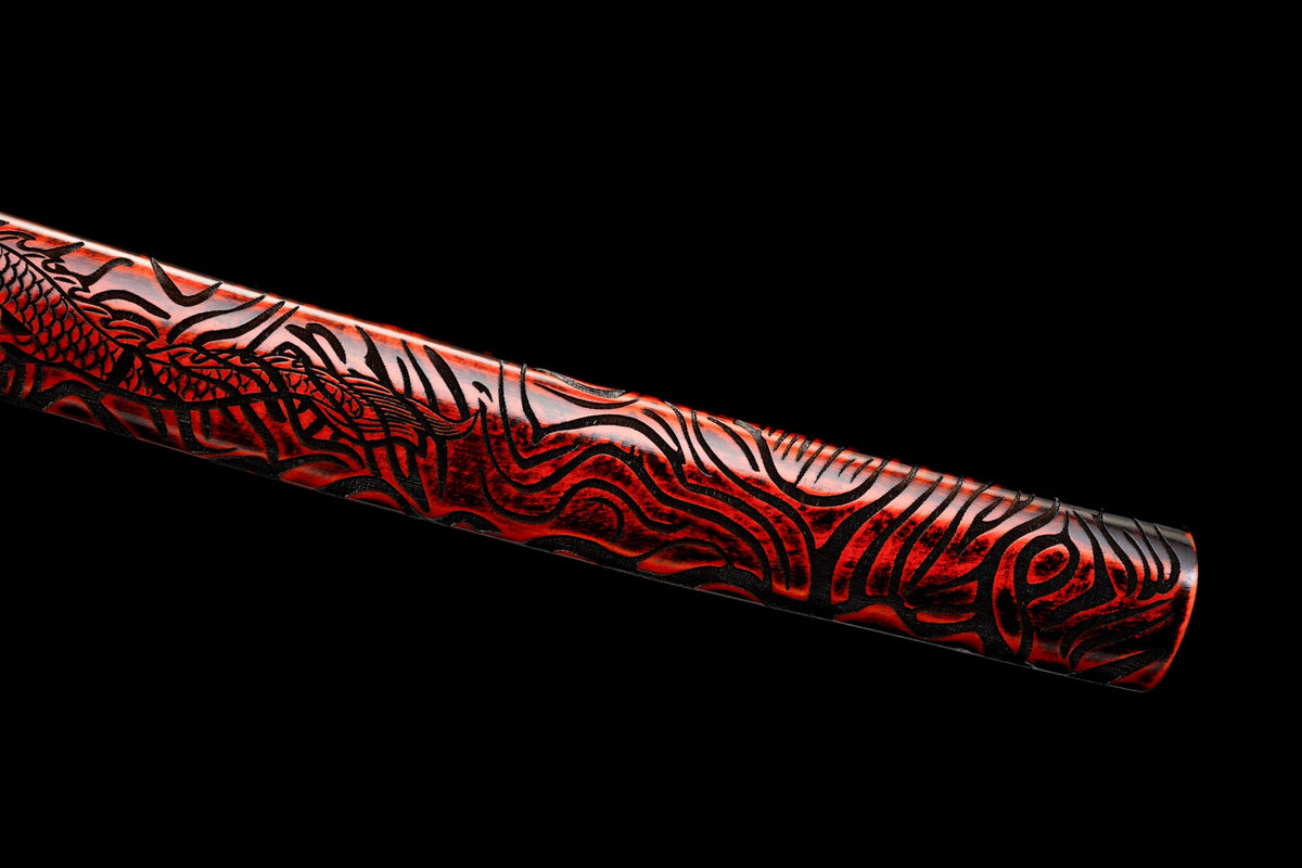 Akaryū 赤龍 Katana – T10 Steel, Red Dragon Saya, Full Tang – view 8