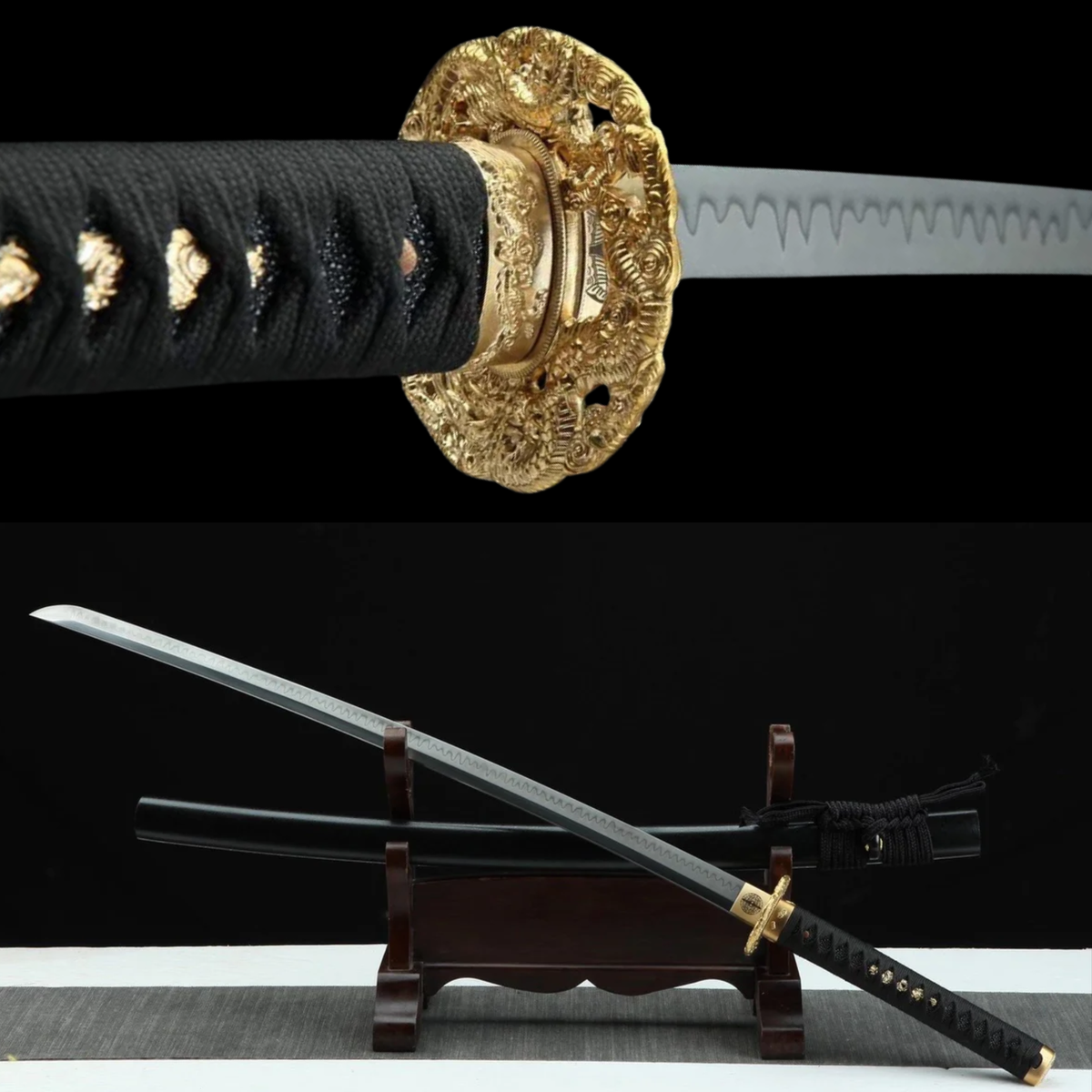 Kuro 黒 Katana – 1095 Steel, Maru Forge, Solid Brass Tsuba – view 1