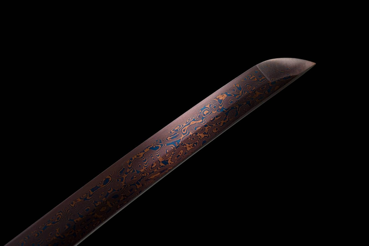 Owari Katana 尾張国 – Purple Damascus Steel, Copper Tsuba – view 10