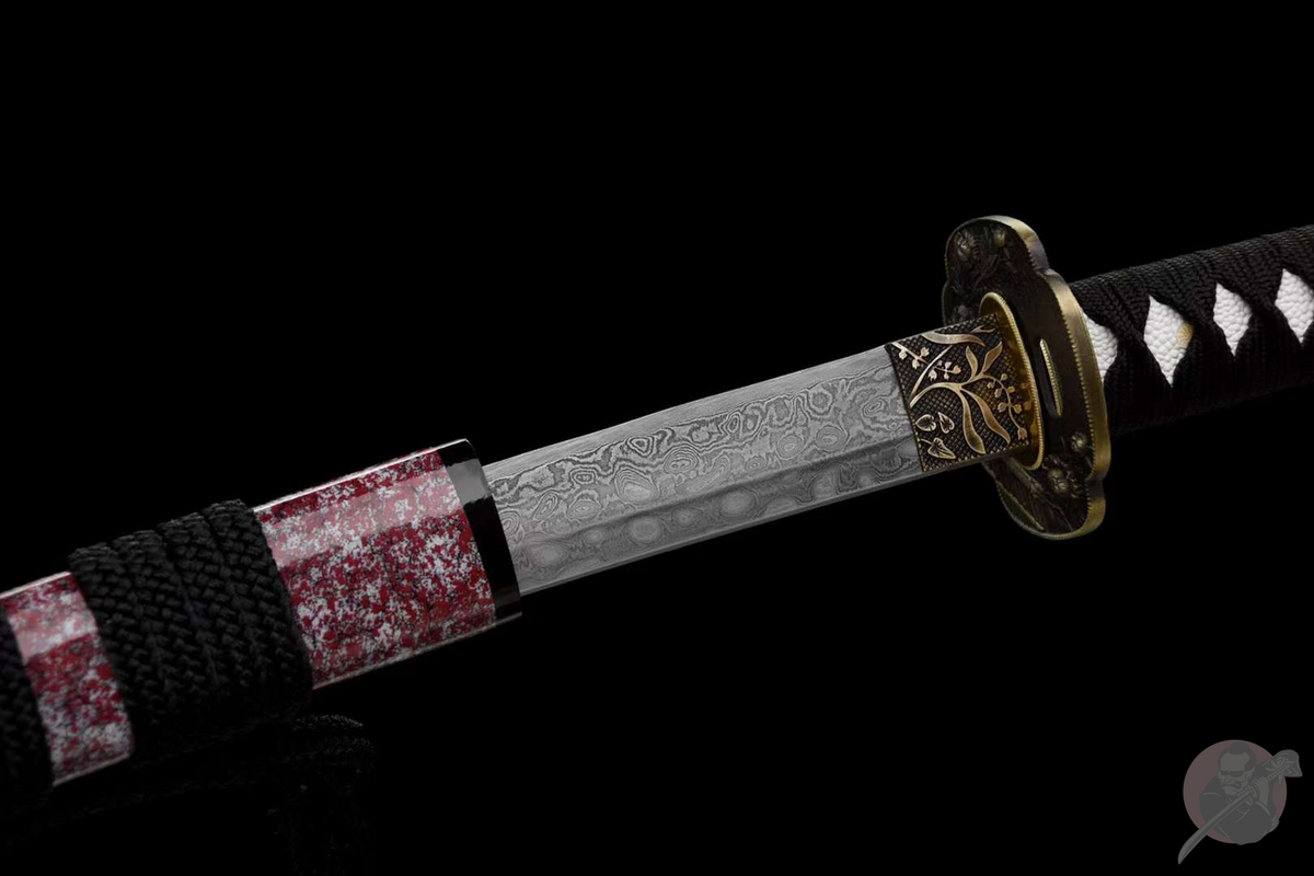 Shokubutsu 植物 Katana – Damascus Steel, Ebony Saya – view 6