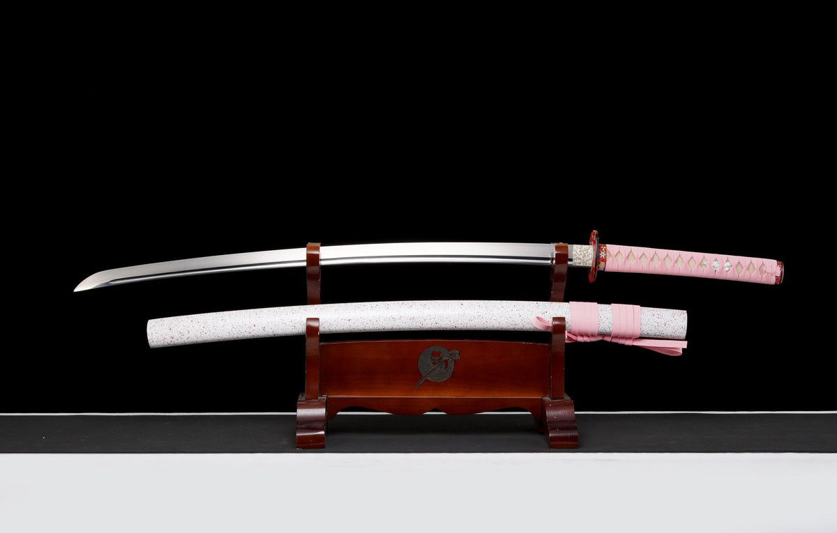 Katana Hanami 花見 – T10 Steel, Snow-white Sakura Saya – view 1