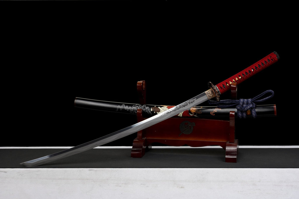 Katana Emaki 絵巻 – T10 Steel, Hand-painted Black Saya – view 10
