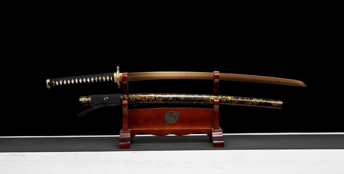 Akagane 赤銅 Katana — Copper-Rose Damascus Steel – view 2
