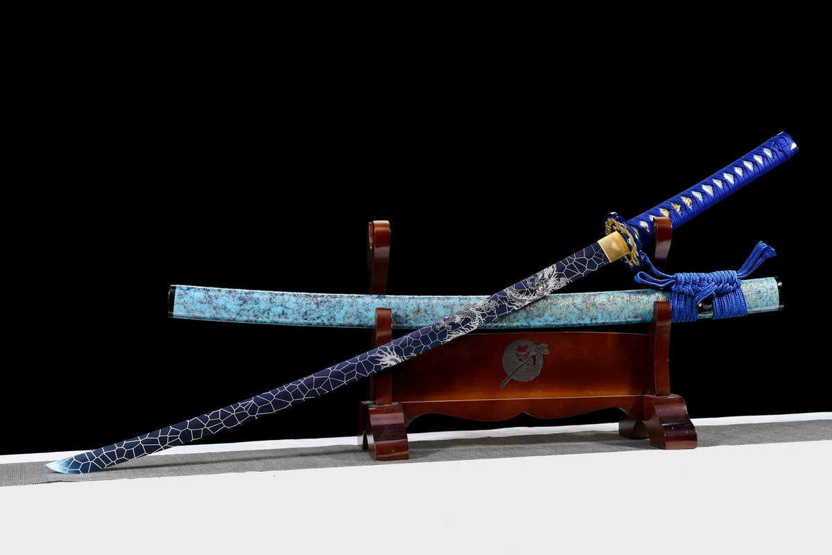 Hyōretsu Sōryū 氷裂蒼竜 Katana – Blue Cracked-Ice Blade, Dragon – view 4
