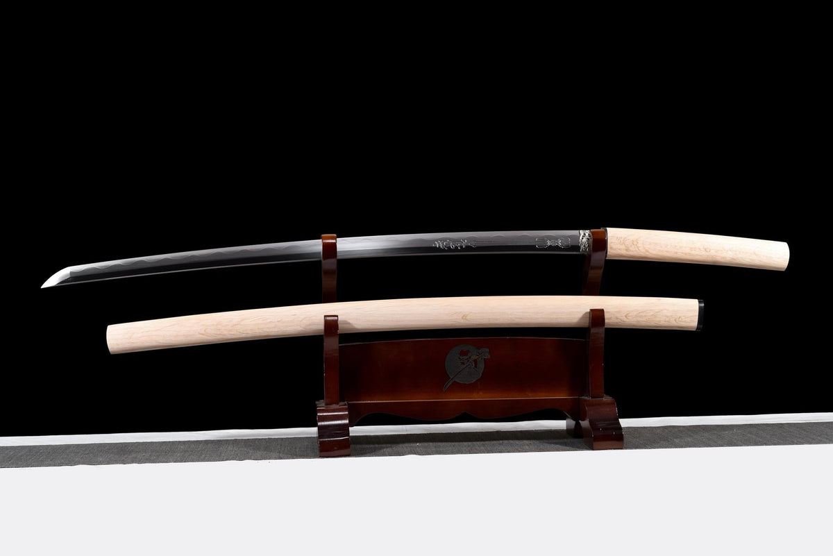 Katana Arashi-kage 嵐影の刀 – Damascus Steel, Mirror Polish – view 2