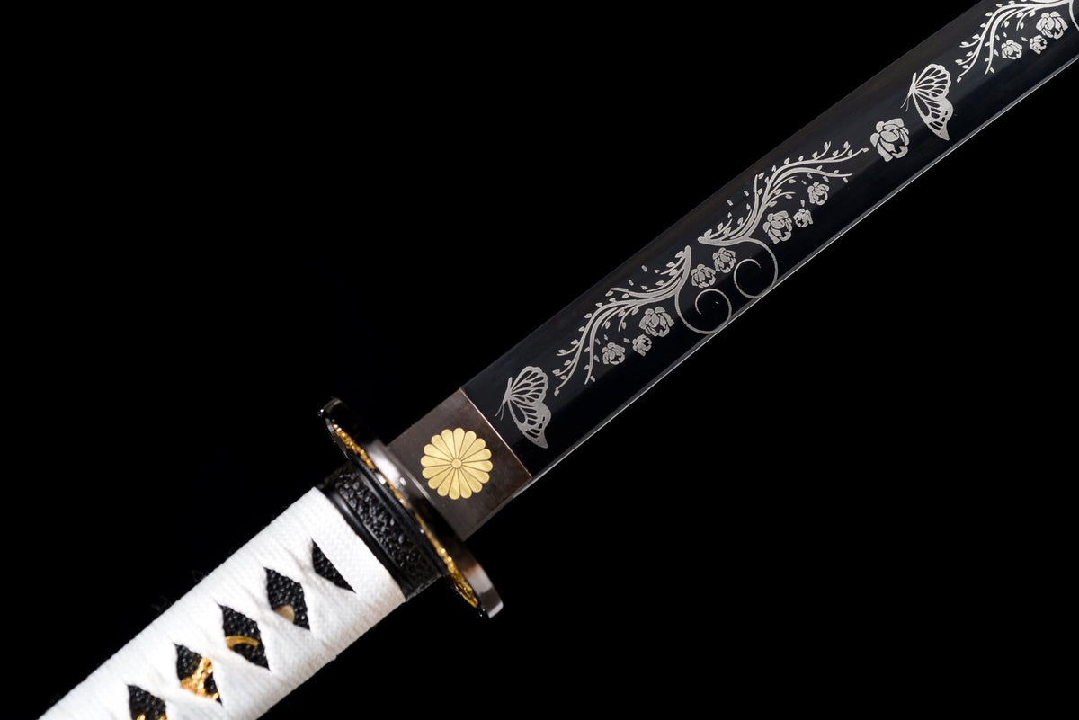 Kurochō 黒蝶 Katana – Black Butterfly, Engraved Black Blade – view 7
