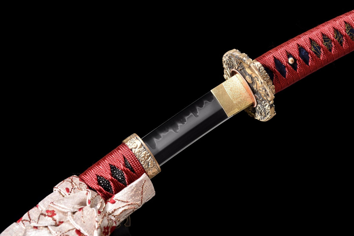 Akatsuki Tachi 暁 – T10 Steel, Red Handle, Black Samegawa Saya – view 10