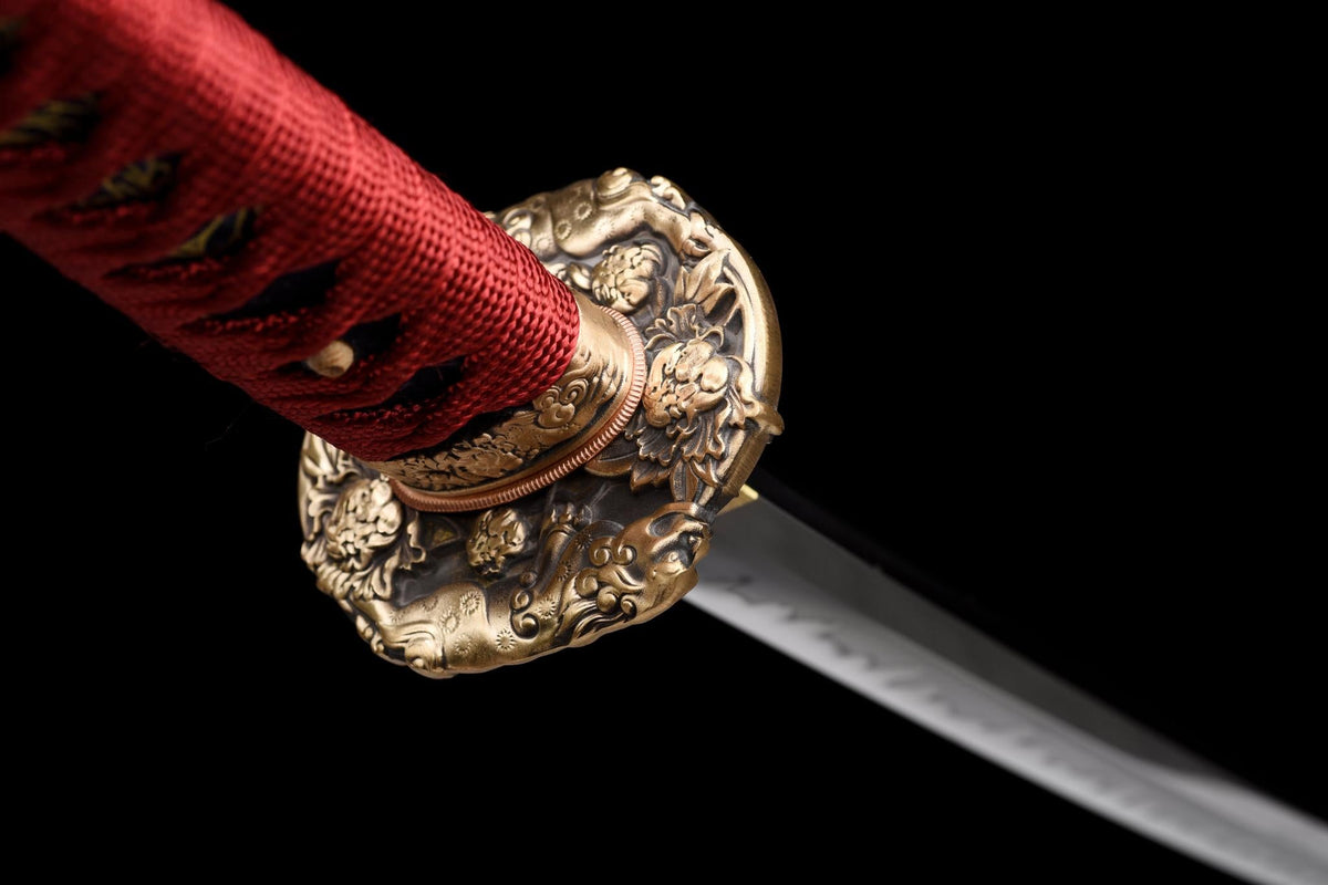 Akatsuki Tachi 暁 – T10 Steel, Red Handle, Black Samegawa Saya – view 11